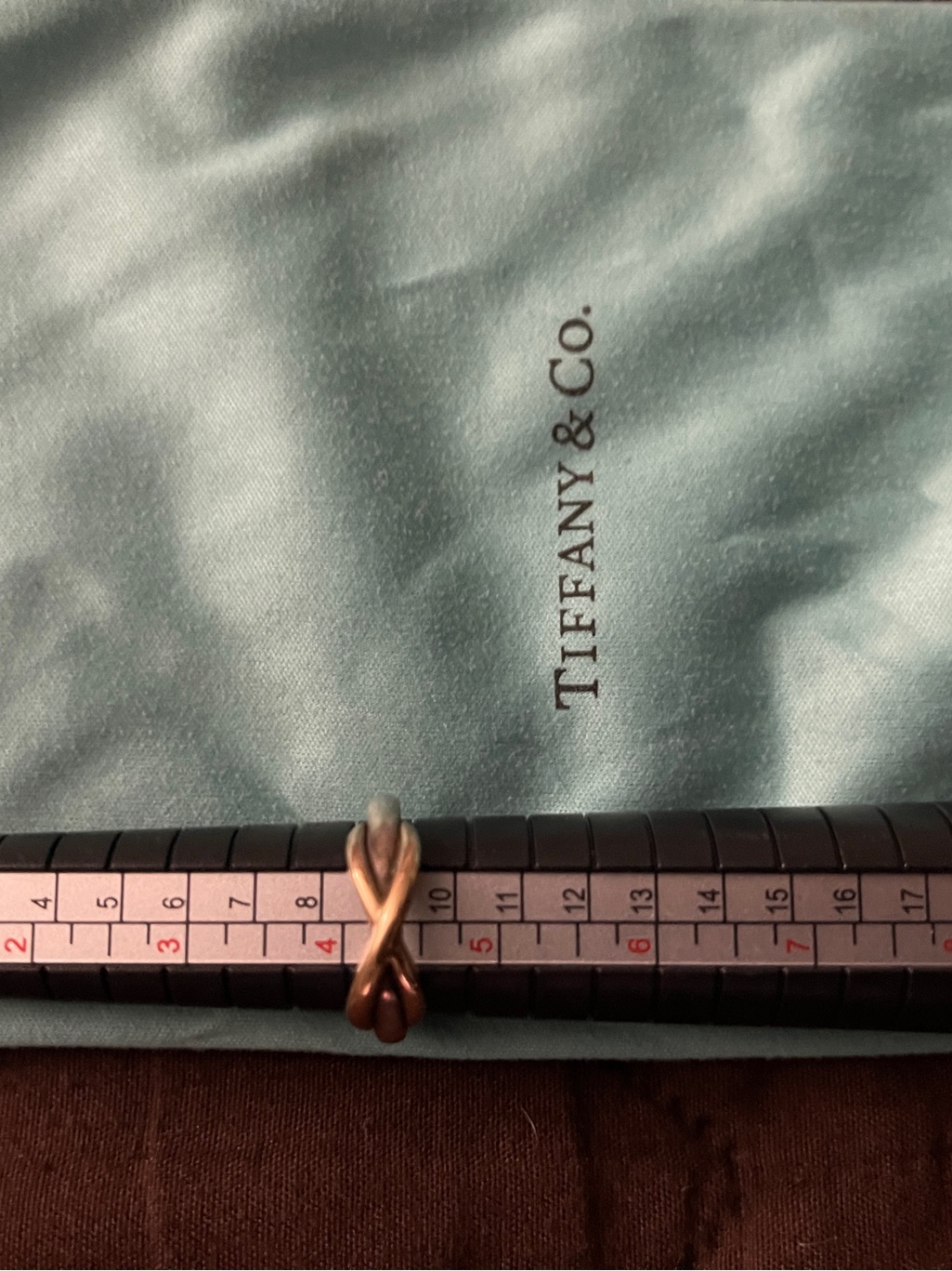 Tiffany & Co Silver & Rose Gold Infinity Ring Size 4.5